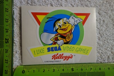 Alter Aufkleber Restaurant Essen Speisen Kornflakes KELLOGG'S SEGA Video-Games