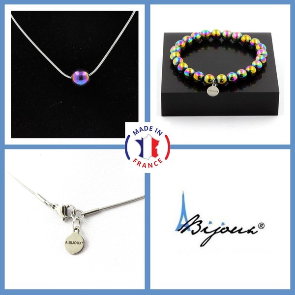 ParüRe Schmuck Armband Halskette 1 Perle HäMatit Mehrfarbig 8 Mm. GrößE Person-image