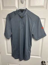 McDonalds Employee Work Uniform Shirt Size SM Blue Short Sleeve 1/4 Zip Pullover