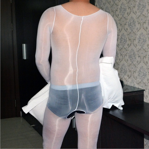 8D Männer Herren Glänz Bodystocking Catsuit Overall Penishülle Bodysuit Playsuit - Bild 9 von 14