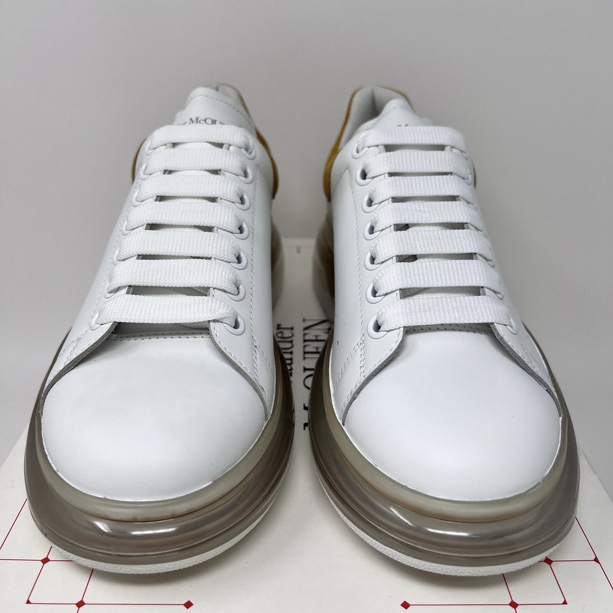 Alexander McQueen Men's Gel Clear Sole Leather Sneakers Size