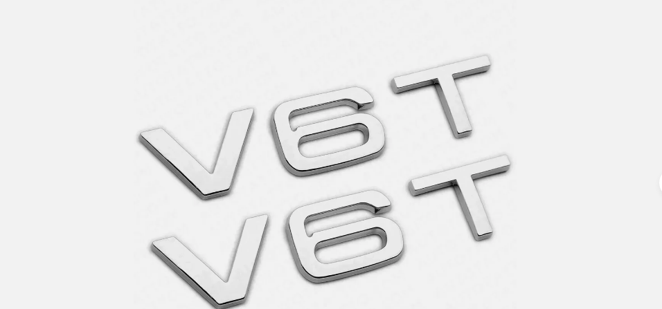 2x Chrome V6T Side Fender Marker Letter Badge Emblem Badge Logo Sport FOR AUDI
