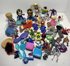 Random Mixed Small Toy Lot 9 x 5 x5 Box 58 Small Toys Figures Cars Animals Etc