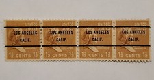 Sc #805 ~ (1 1/2 Cent) Martha Washington, BLOCK OF 4, Precancel, LOS ANGELES CA