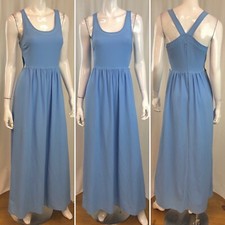 Alya Small Blue Stretchy Draped Pleated Scoop Neck Cut Out Tank Lined Maxi Dress