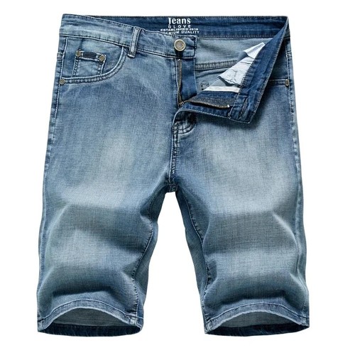 2025 pantaloncino uomo denim estivo nuovo classico nero blu sezione sottile moda slim - Foto 3 di 28