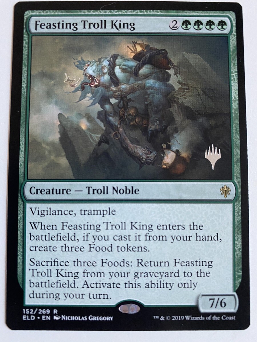 Feasting Troll King 1x FOIL ELD MTG Throne of Eldraine Rare MINT green Feasting Troll King 1x FOIL ELD MTG Throne of Eldraine Rare MINT green