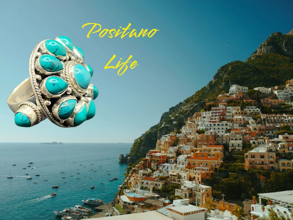 Moda Positano Gioielli - Collezione Corallo – Anello Ag 925 con turchesi - Immagine 2 di 4