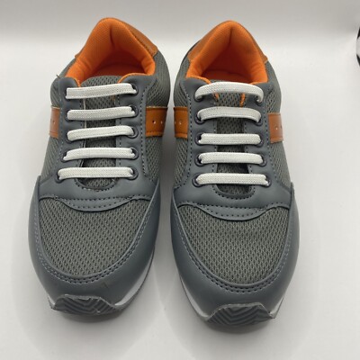 Enzo Boys Emilliano Sneaker Shoes Gray Orange Mesh Low Top Lace Slip On 12 M New