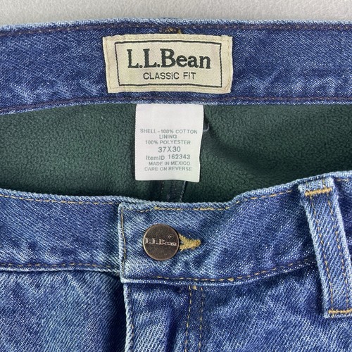 LL Bean Men's 37x30 Flannel-Lined Denim Blue Jeans Classic Fit Item ID 162343 - Picture 8 of 12