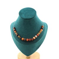 Steine Und Mineralien. Halskette 20 Perlen Traumachat 8 Mm. Kette Aus Edelstahl
