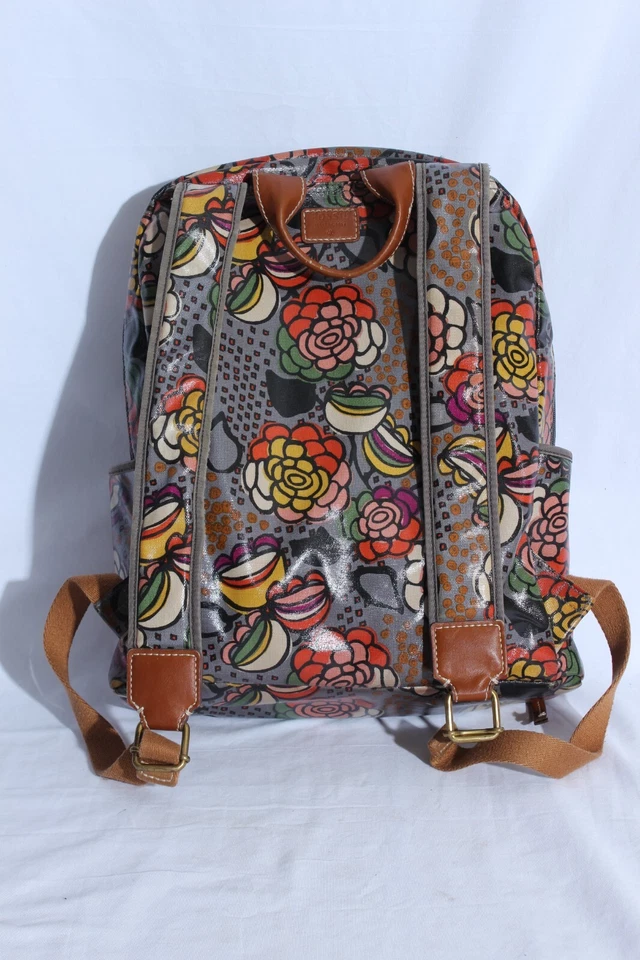 Mochila/bolso de computadora grande Keyper floral gris fósil de cuero sintético Foto 3 de 4