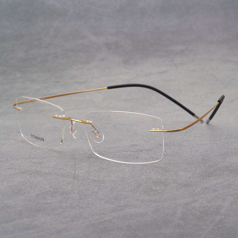 Ultralight Rimless Glasses Frames Pure Titanium Retro None Screw Eyeglass  Frames