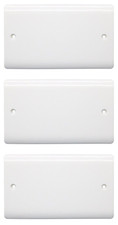 3x Securlec 2 Gang Double Blank Plate Wall Socket Cover Curved Edge Screw- White
