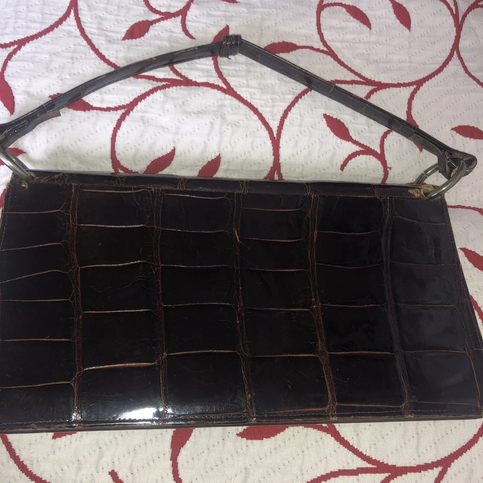 SUPERBE SAC VINTAGE EN CROCO VÉRITABLE - Photo 3/4