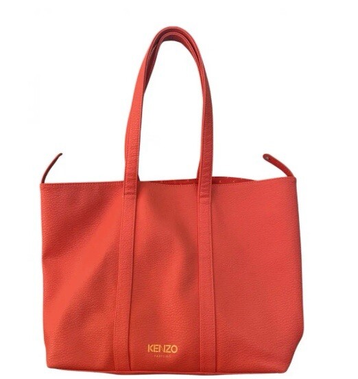 Genuine Kenzo Coral Red very soft vegan leather spacious Tote Bag