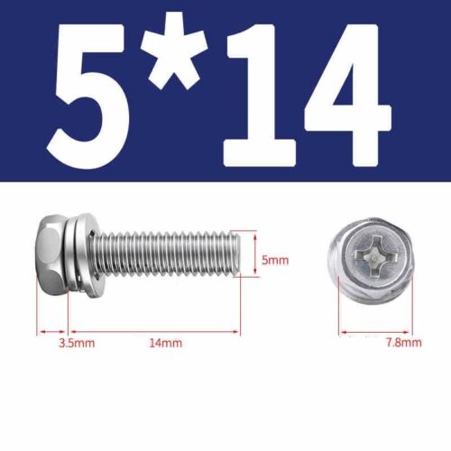 Phillips Hex Head with Washer Screws Hexagon Combination Stainless Steel M3-M10 - Picture 31 of 71