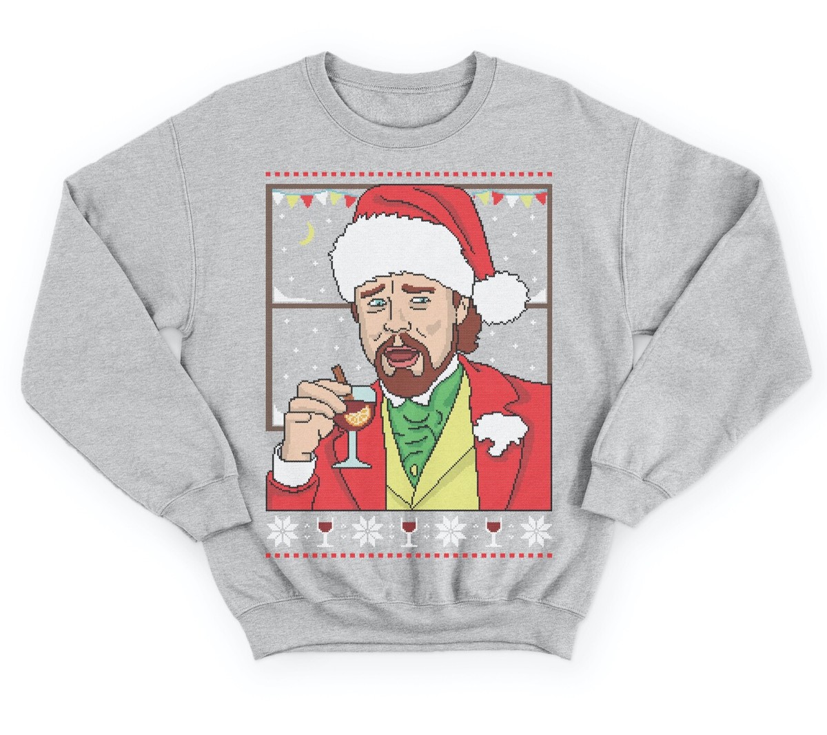 Leonardo Meme Christmas Jumper Sweatshirt Top Funny Drinking