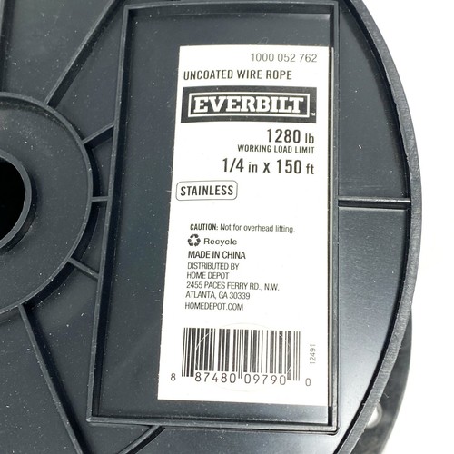 Everbilt 1000 052 762 Uncoated Wire Rope 1280 lb Load Stainless, 1/4 in x 150 ft - Picture 3 of 5