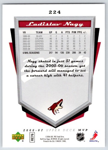 Cartes de base de hockey Upper Deck MVP UD NHL 2006-07 ( 201 - 300 ) - à choisir dans la liste - Photo 49 sur 195