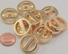 12 Pierced Gold Tone Plastic Buttons 7/8" 23mm # 7043
