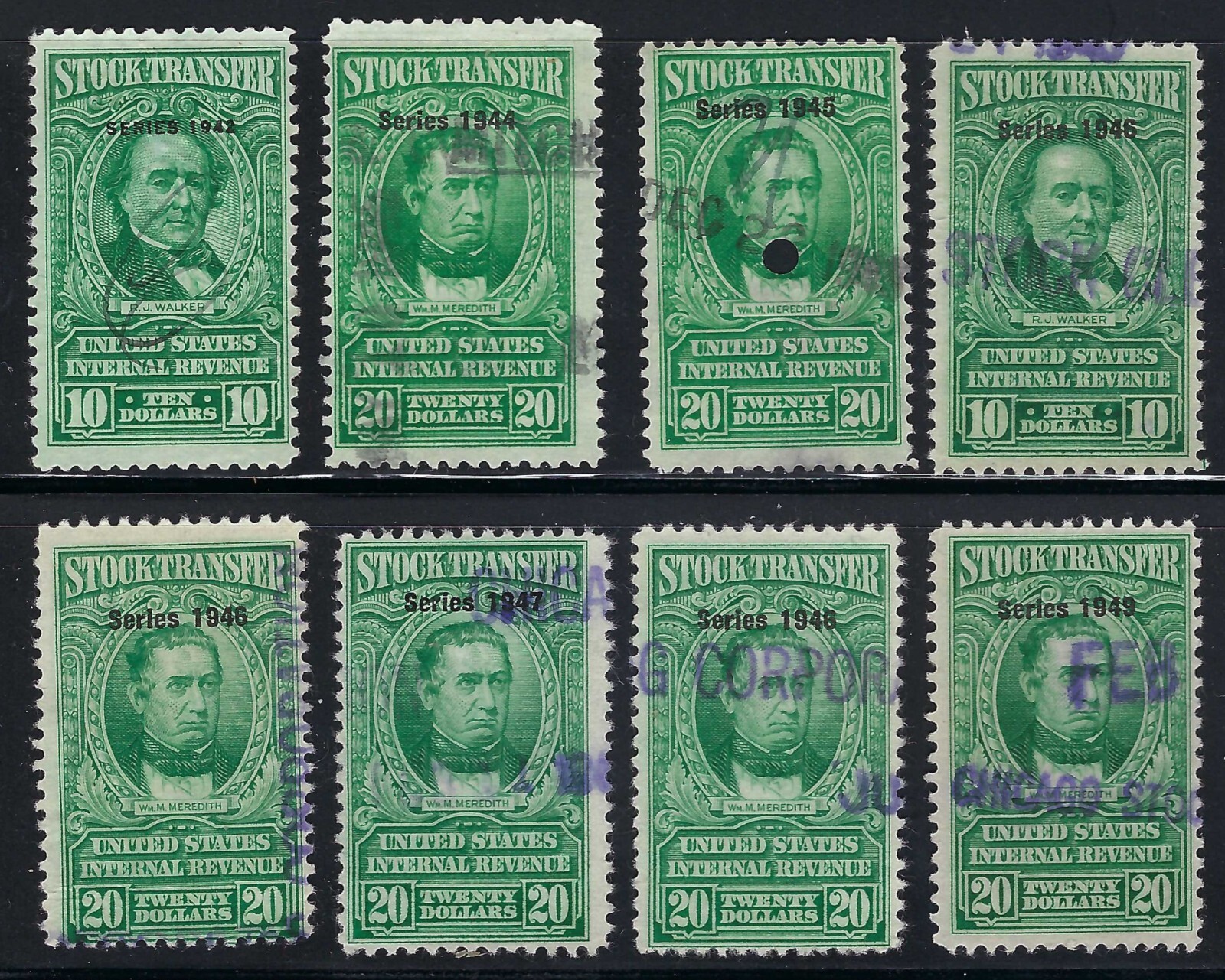 B&D U.S. assortment of 8 Stock Transfer stamps, all used, high CV eBay
