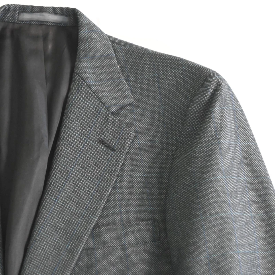 Vtg USA Made 42L 34x30 Gray Birdseye Check Wool Mens Jacket Pants Suit - Image 3 of 4