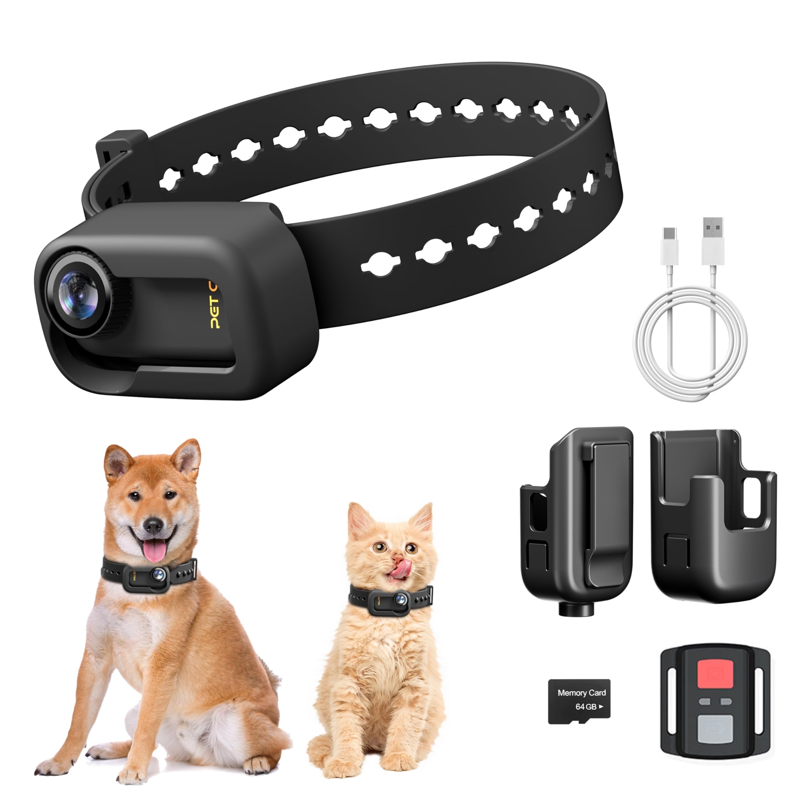 Yolansin 4K Cat Collar Camera, HD WiFi Pet Camera with 64GB SD Card, Mini Act...-image