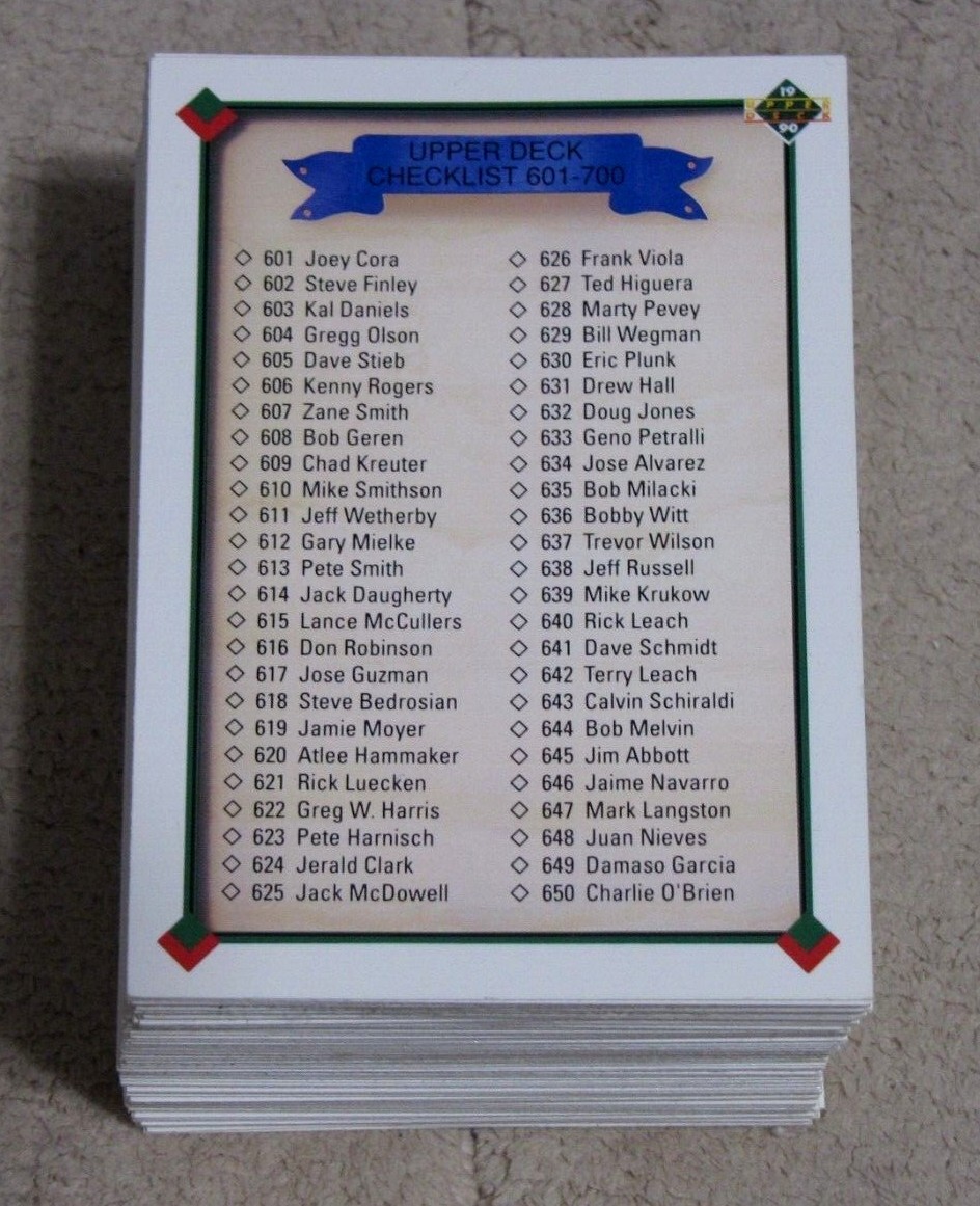 1990 Upper Deck Baseball ( Cards 601-700) (Pick Choose Complete)