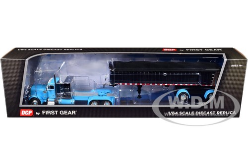 PETERBILT 379 W/SLEEPER & DUMP TRAILER CYAN BLUE 1/64 BY DCP/FIRST GEAR 60-1893 - Picture 6 of 6