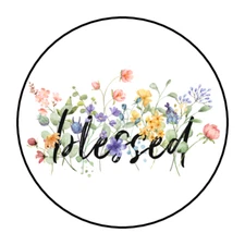 30 BLESSED STICKERS ENVELOPE SEALS LABELS 1.5" ROUND WILDFLOWERS FLORAL
