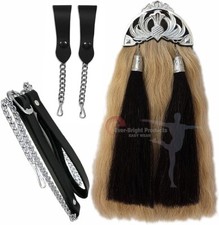 Scottish Kilt Original Long Horse Hair Dress Sporran With Unique Enamel Cantel