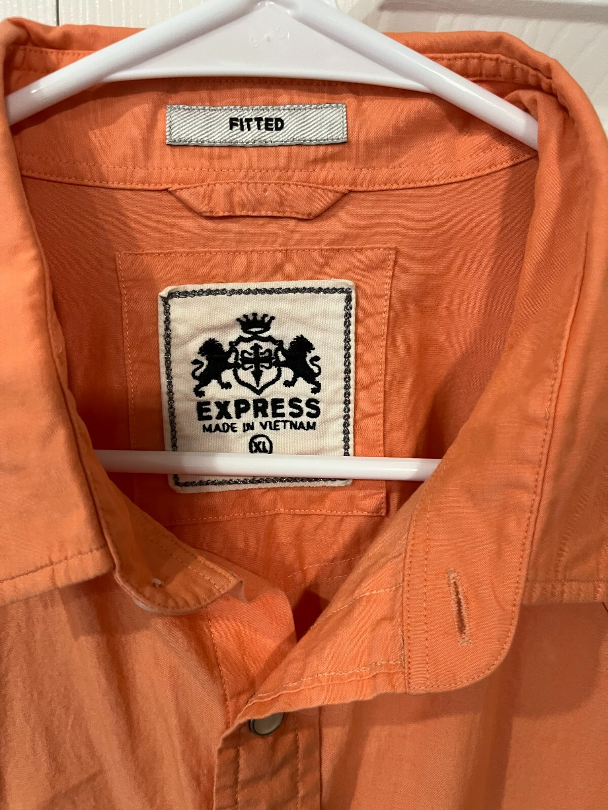 Express Fitted Orange Snap Butt Short Sleeve Men'… - image 2