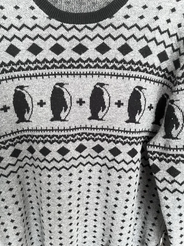 Suéter Michael Bastian Para Hombre Penguin Fair Isle Cuello Redondo Mediano Mezcla de Lana Gris Foto 2 de 4