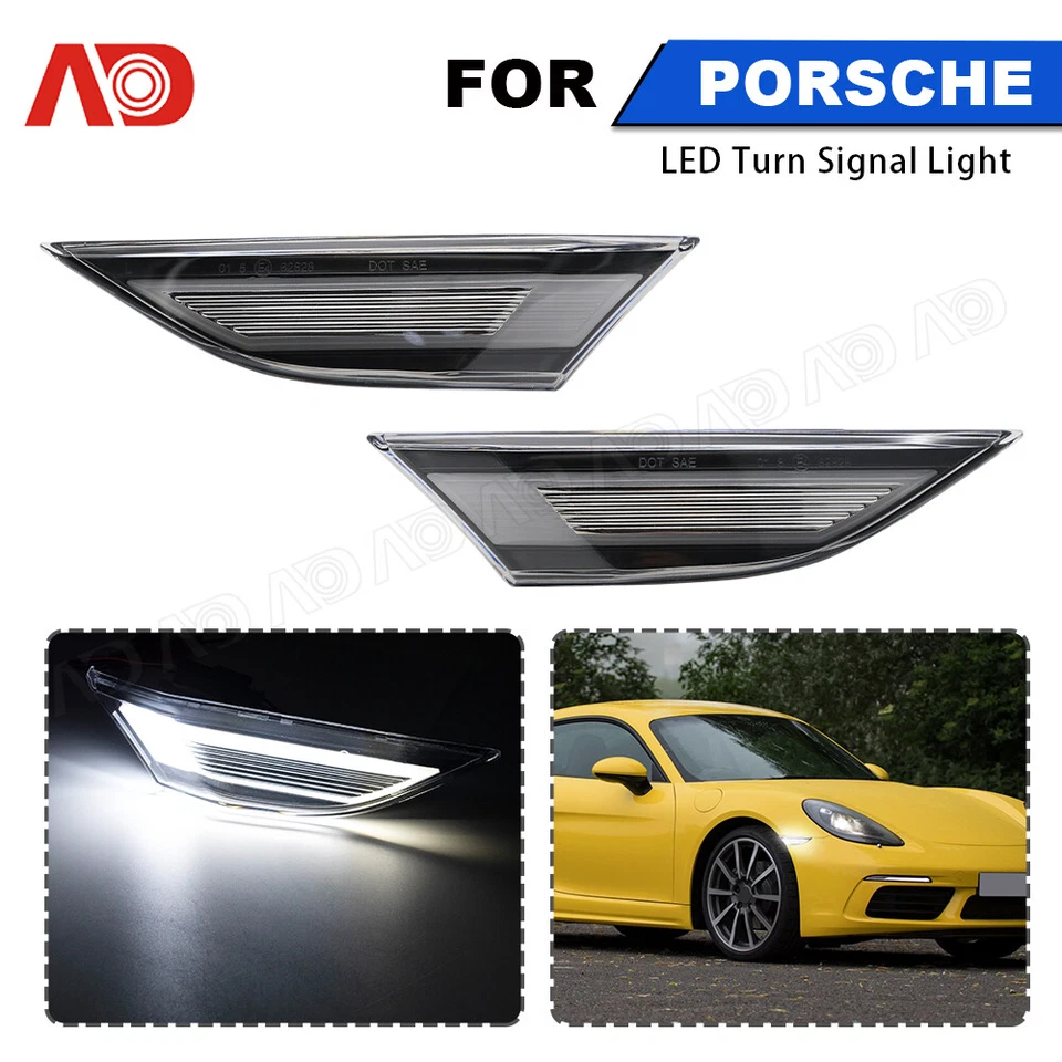 Claro para Porsche 991 981 718 Carrera Cayman - Blanco LED Delantero Lateral Marcador-Luces Foto 2 de 4