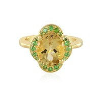 Cavill Ring 2,1Ct Gelber Beryll Tsavorit 925 Silber Vergoldet Damen