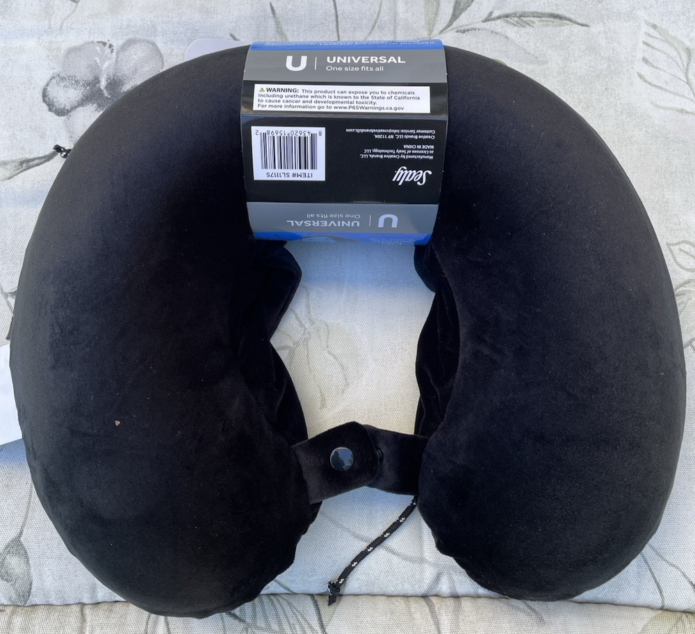 Sealy Neck Support Travel Pillow with Hoodie and Gel Memory Foam