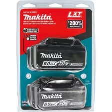 Makita BL1860B-2 18V 6.0Ah Integrated LED LXT Lithium-Ion Battery - 2 Pack