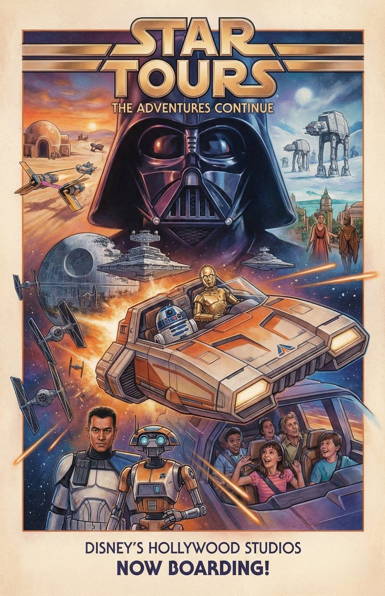 Disney Star Tours Adventure Continues 11x17 Poster Print Wall Art