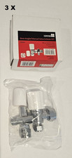 3 x 8mm Angled Lockshield Manual Valve and Drain Off Radiator Valve Chrome/White