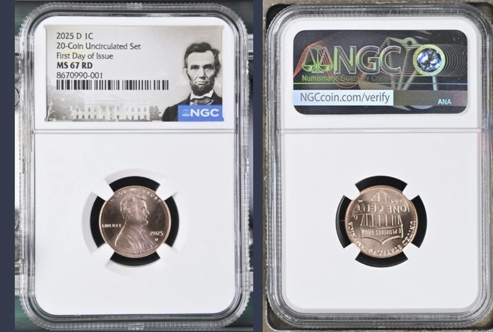 2025 D 1C Penny Abraham Lincoln Shield Cent NGC MS67 RD Red  FIRST DAY Issue ! - Image 3 of 3