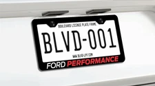 FORD PERFORMANCE Black License Plate Frame Custom Made of Powder Coated Metal