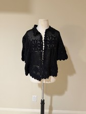 The Great. Black Crochet Lace Top