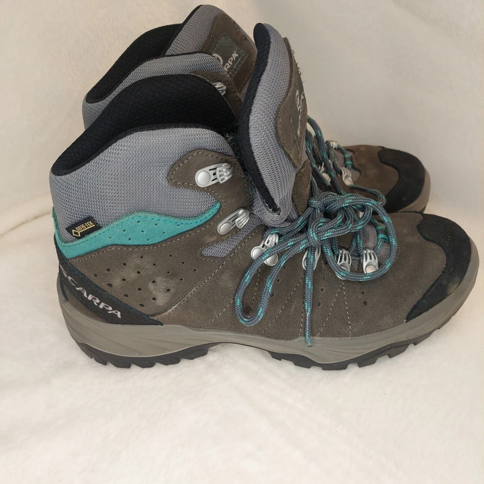 Botas Scarpa Mistral Mujer 7.5 Gris Teal Gore Tex Aire Libre Senderismo Trail Zapatos  Foto 3 de 4
