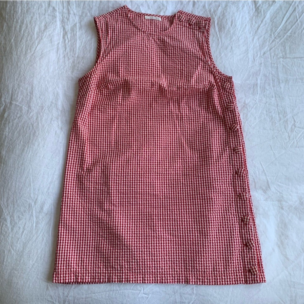 Doen Coralie Cotton Crewneck Button Mini Dress Rouge La Maddalena Gingham Red | eBay Doen Coralie Cotton Crewneck Button Mini Dress Rouge La Maddalena Gingham Red | eBay