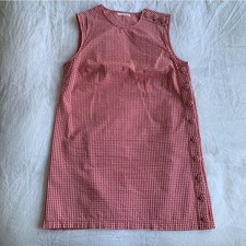 Doen Coralie Cotton Crewneck Button Mini Dress Rouge La Maddalena Gingham Red