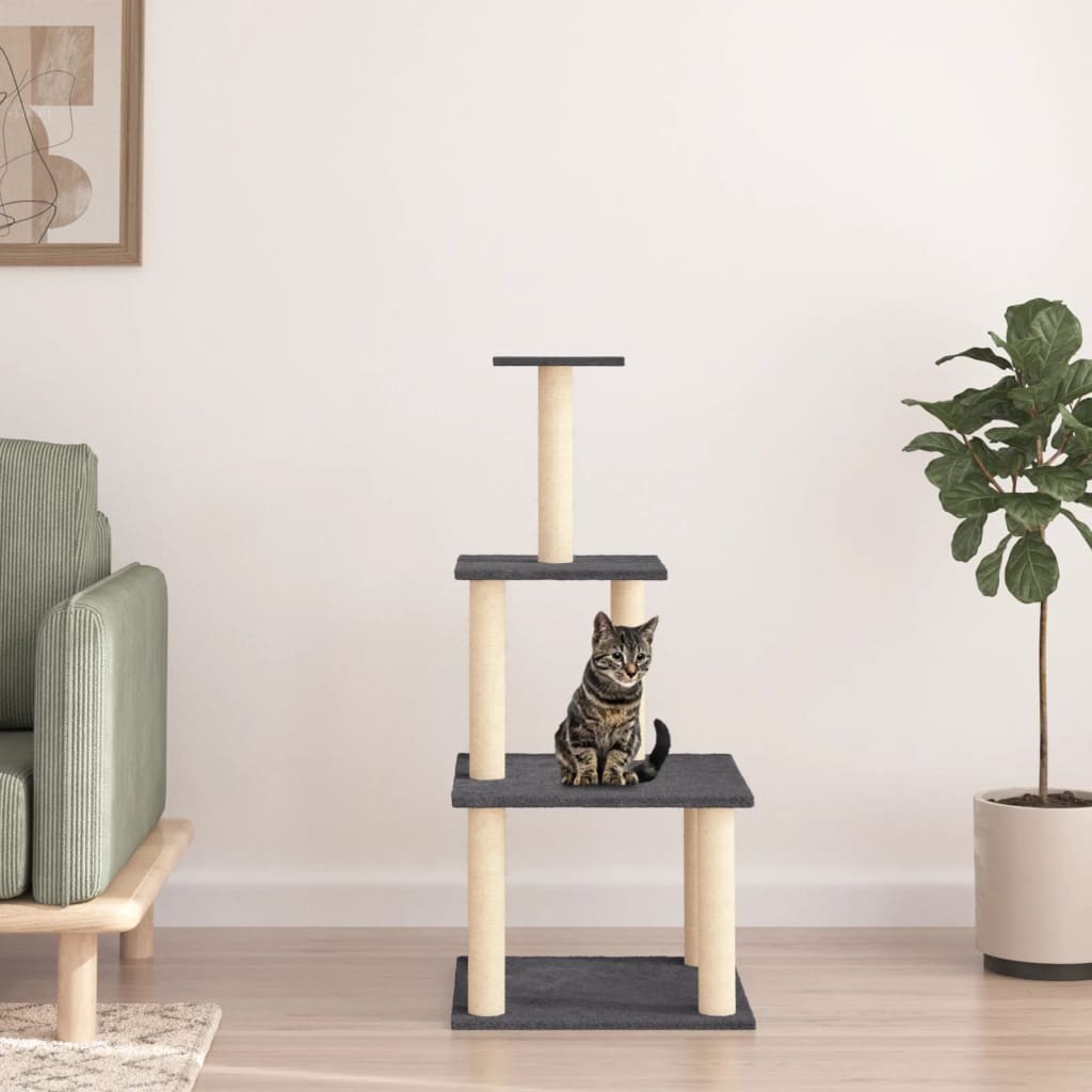 Tiragraffi per Gatti Grigio 111 cm: Palestra Indoor in Sisal Naturale