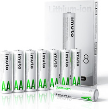 Rechargeable Aa Batteries, 2000Mwh Aa Lithium Batteries 8 Pack, 1.5V 2A Output D 2.50 per gallon