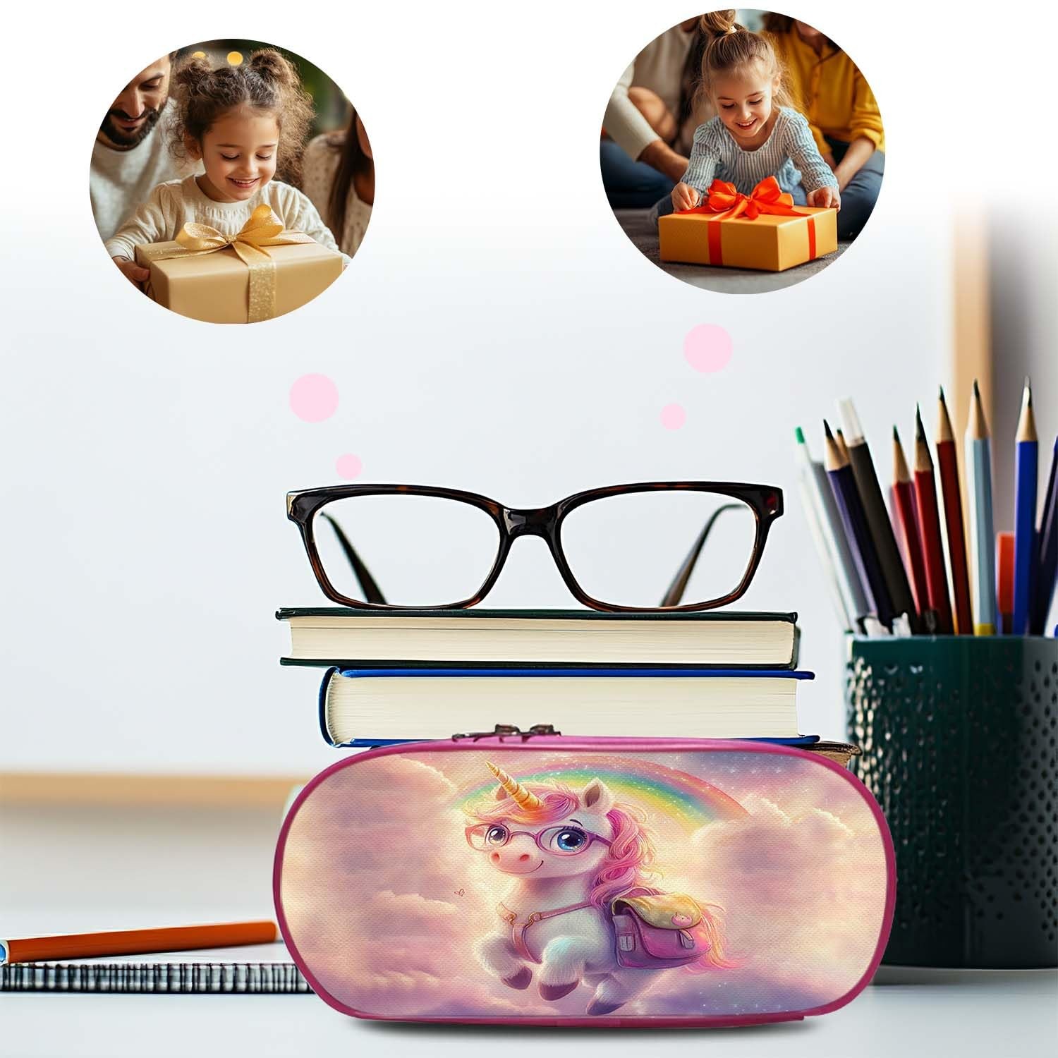 Cute Unicorn Pink Backpack 3PCS 16" Preschool Elementary Schoolbag with Lunch...