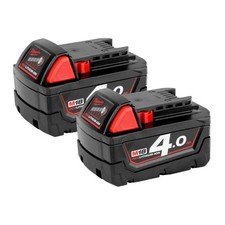 Milwaukee M18B4 18V 4.0Ah RedLithium-Ion Batteries (Twin Pack)